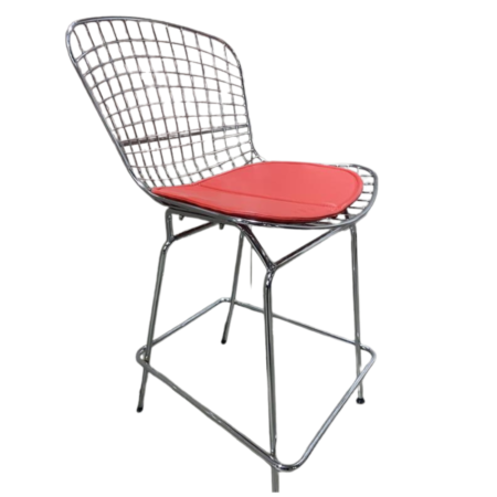 Chrome stools, counter-height with red cushion